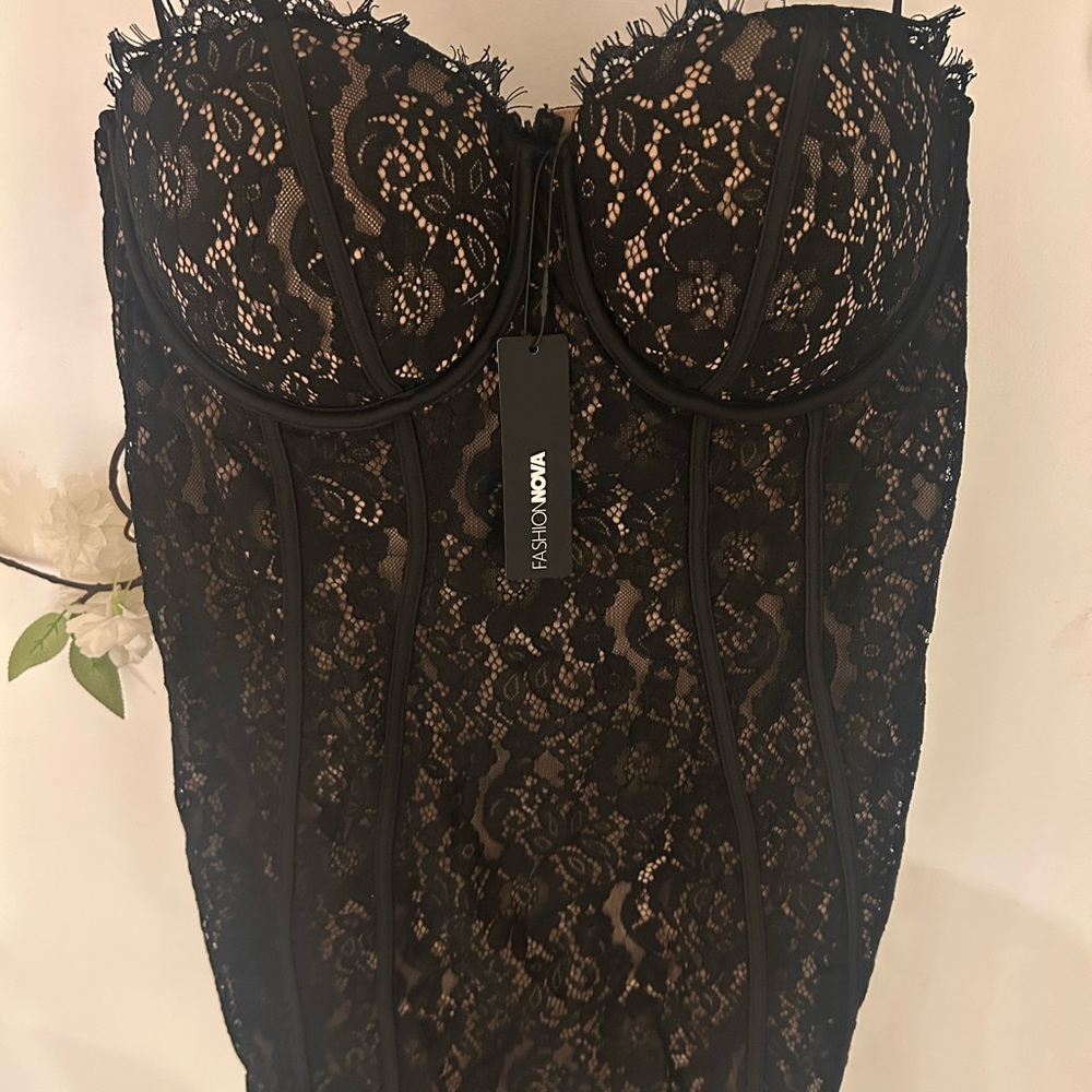 Fashion Nova - Black Lace Bustier mini dress Size 2XL